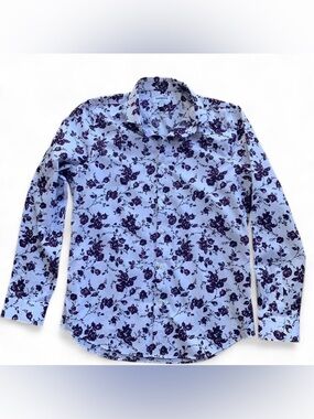 Romantic Purple and White Floral Long Sleeve Button-up Shirt